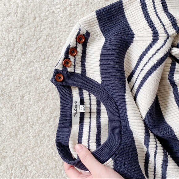 madewell ribbed sweater top in stripe - Picture 3 of 6